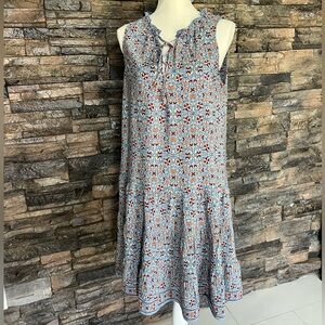 Max Studio Sleeveless Blue and Red Mini Sundress